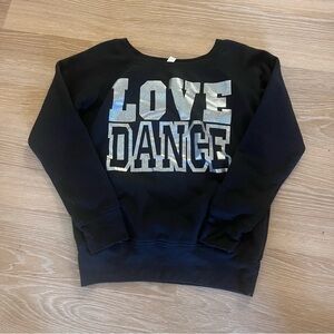 Bella Canvas Crewneck Sweatshirt Love Dance Silver Foil Graphic Black Size S